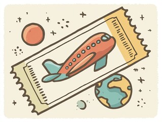 Naklejka premium A ticket to space, featuring a plane