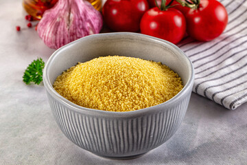 Vegan cuisine - raw dry couscous