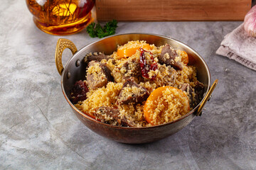 Traditional couscous with lamb and vegetables