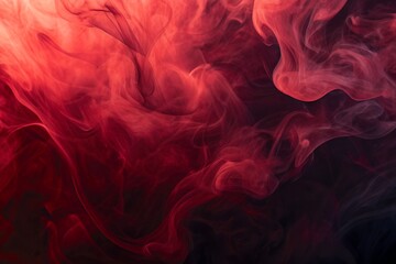 Obraz premium Abstract swirling red smoke patterns against a black grunge background, perfect for eerie Halloween graphics, gothic horror artwork, and atmospheric visuals.
