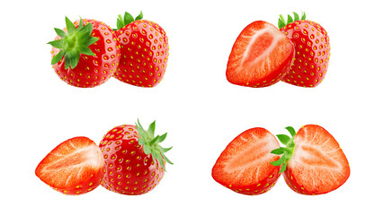 fresh strawberries isolated on white background