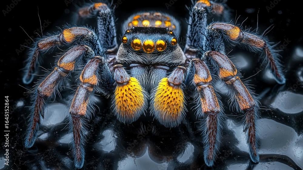 Poster incredible close-up of a jumping spider s legs examining the segmented structure and details