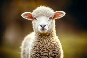 Fototapeta premium Cute lamb depicted in a heartwarming image.