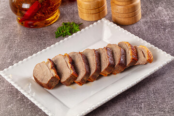 Sliced roasted duck breast fillet