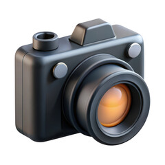 3d compact digital camera isolated on transparent background