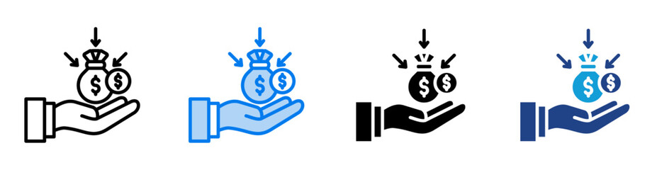 Earnings icon set multiple style collection