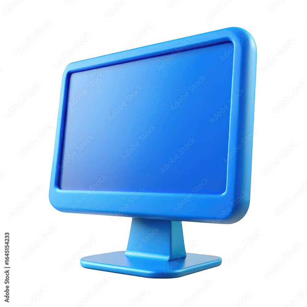 Poster 3d retro monitor with rounded edges isolated on transparent background