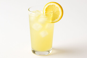 Fototapeta premium Refreshing tall glass of lemonade with a lemon slice garnish