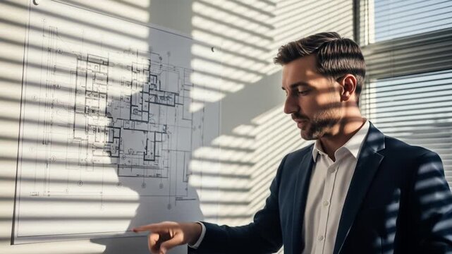 Architect Reviewing Blueprint
