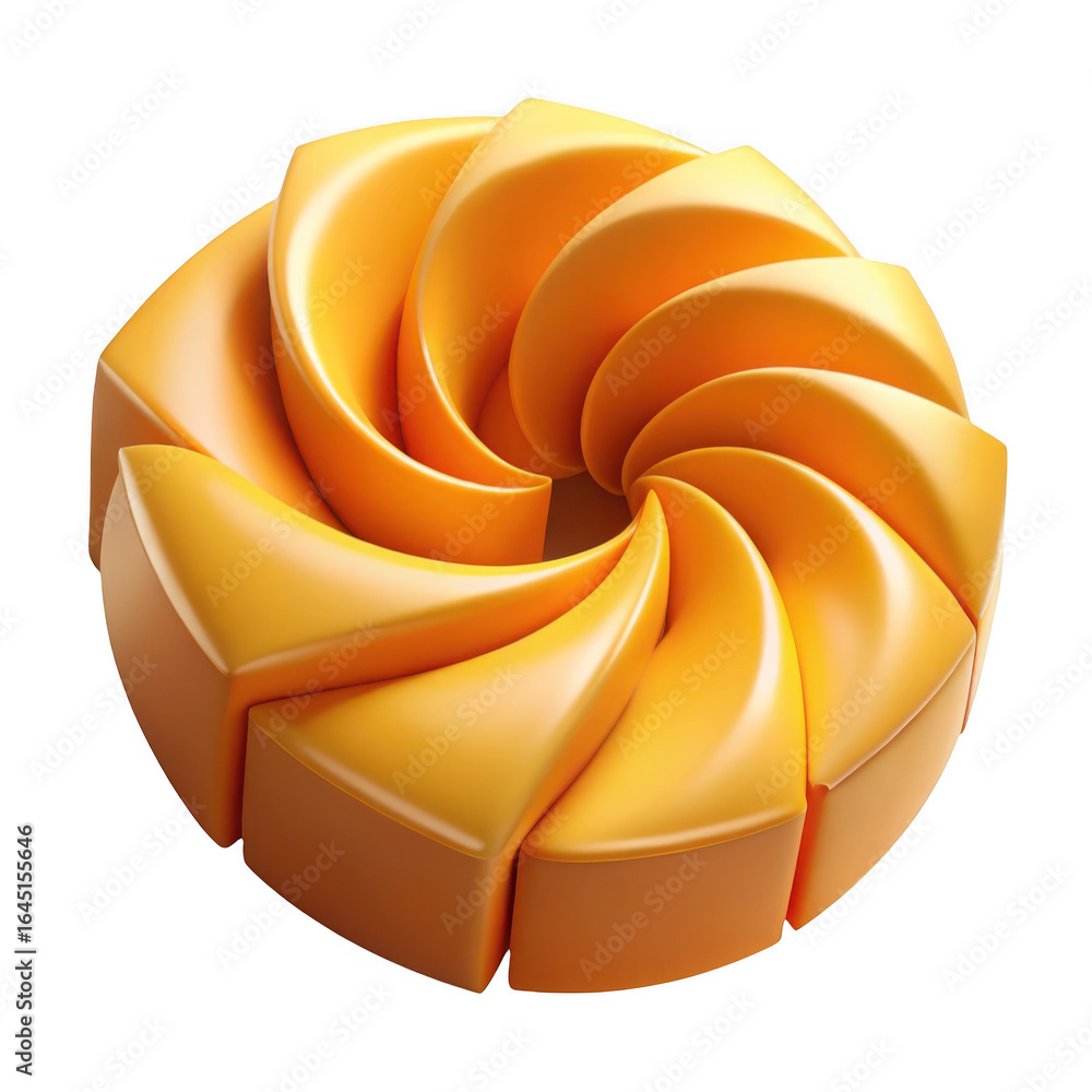 Poster 3d abstract swirl object isolated on transparent background