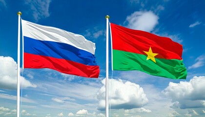 Naklejka premium ロシアの国旗とブルキナ・ファソの国旗(Russian flag & Burkina Faso flag.) 
