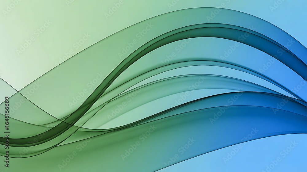 Poster abstract flowing waves of blue and green light creating a smooth and dynamic gradient background eff
