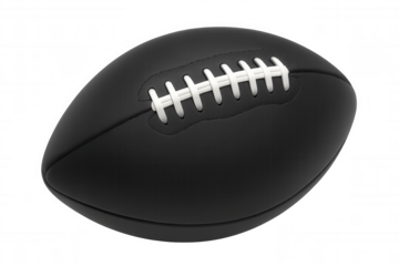 Classic black leather american football ball rotating on transparent background, perfect for sports-related projects