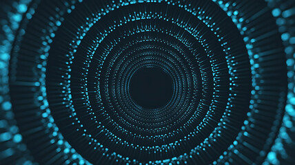 Abstract glowing blue and green tunnel of light with intricate patterns creating a sense of depth and motion