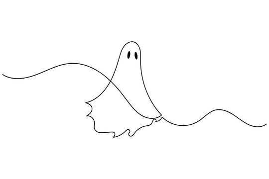 Halloween ghost continuous one line drawing minimalist isolate outline vector illustration white background