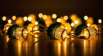 Illuminated Gold Christmas Ornaments