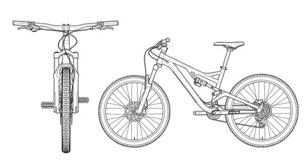 Mountain Bike Illustration Front and Side View