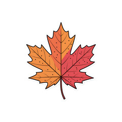 Fototapeta premium Stylized Autumn Maple Leaf with Red and Orange Hues and Speckled Texture fall season isolated on a transparent background