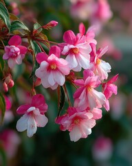 Obraz premium Close-up of cluster of pink and white flowers