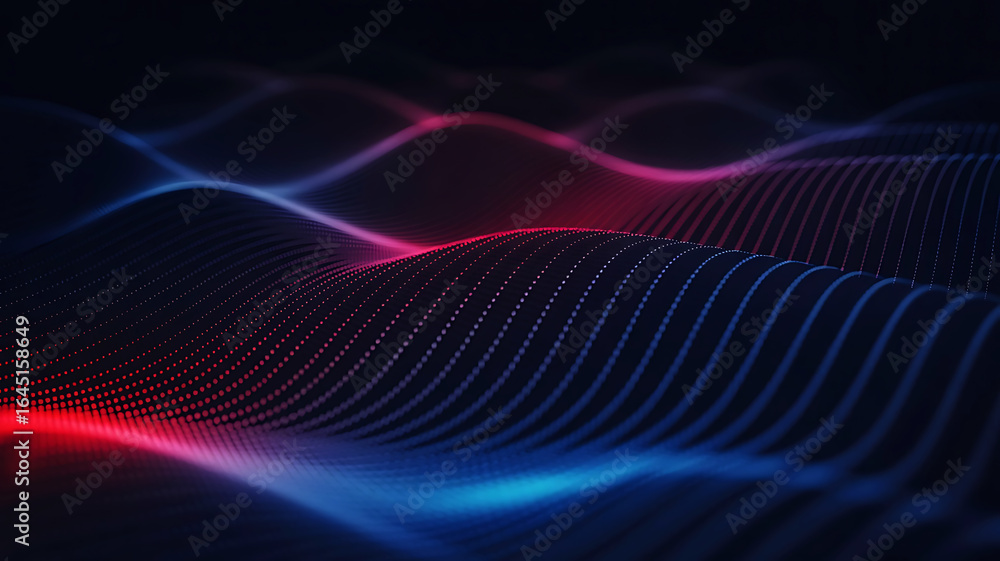 Poster abstract glowing neon wave patterns in dark space with futuristic digital technology and data visual