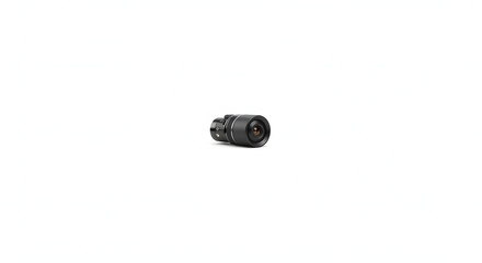 Black Camera Lens Isolated on White Background for Photography Equipment