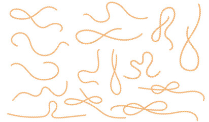 Set of Rope Elements Knots, Twists, and Curls for Decorative Purposes