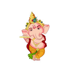 Naklejka premium Colorful Illustration of Lord Ganesha with Traditional Elements