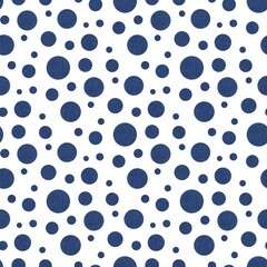Navy Blue Polka Dot Seamless Pattern on White Background