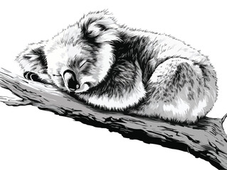 Obraz premium Sleeping Koala on Tree Branch