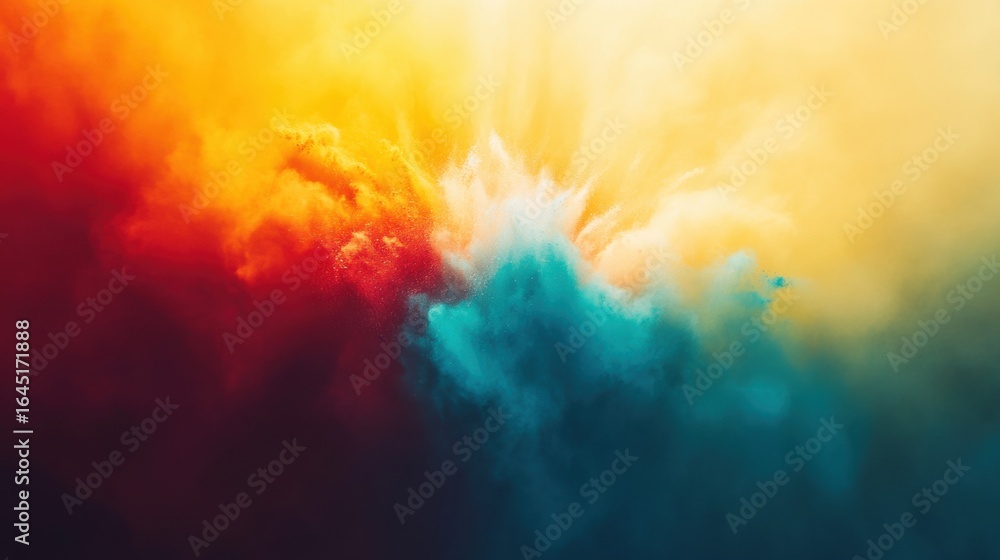 Poster vibrant color explosion creates dynamic visual energy in abstract art