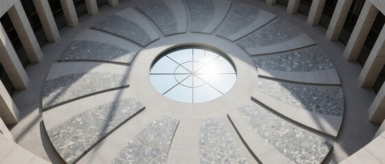 Architectural Dome, Circular Skylight and Radial Stone Pavement Design