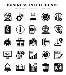 Business Intelligence icons set. Collection of simple Lineal Filled web icons.