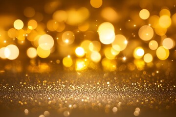 Shimmering Golden Splendor An Abstract Cascade of Festive Light and Dazzling Ornaments Reflections