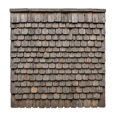 Weathered Wood Shingle Roof Tile: Photorealistic, Textured, Isolated on White. 