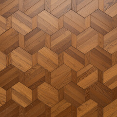 Photorealistic Geometric Wood Paneling on White Background in High Resolution 8K.