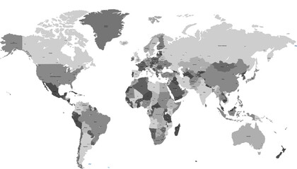 World map. Grey modern vector map. Silhouette map.