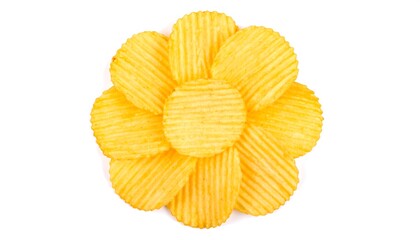 Crispy potato chips arranged in a flower shape