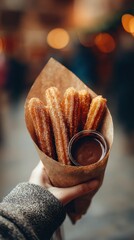 Warm Crispy Churros with Chocolate Dip Delight