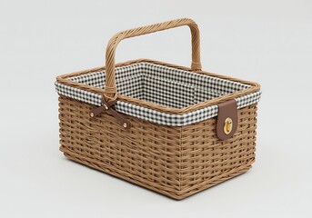 picnic basket on white background