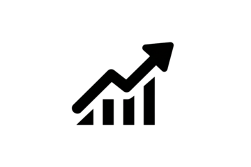 Upward trend graphic with rising arrow, showing progress and success