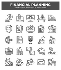 Collection of 25 Financial Planning Icons: Finance. Investment. and Business Growth