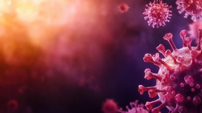 Detailed view of coronavirus particles highlighting structure and texture