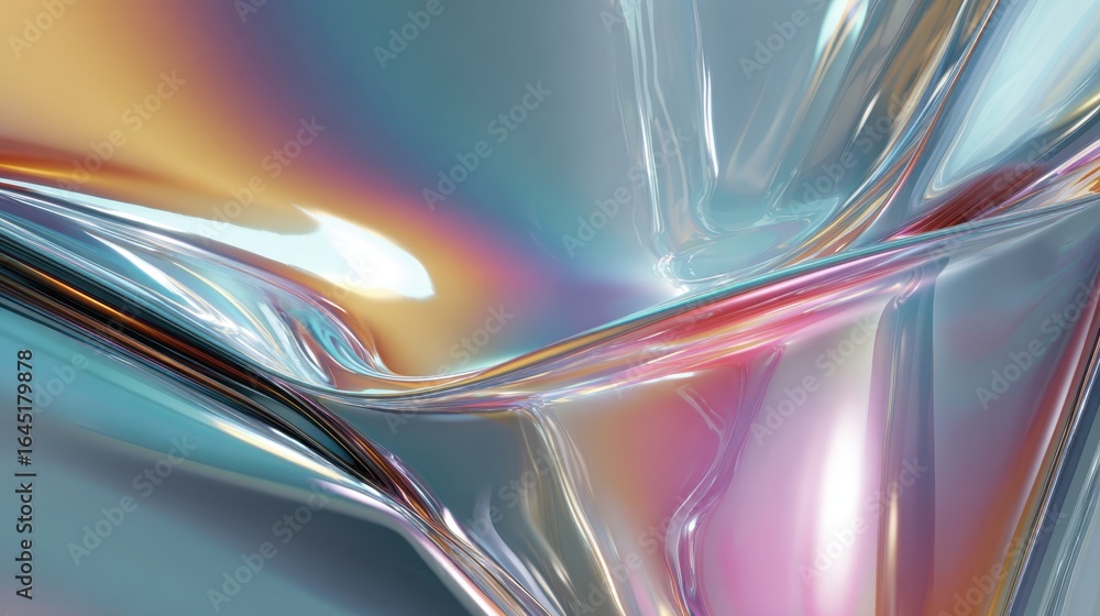 Aufkleber fluid chrome: abstract metallic swirls in a dynamic display of liquid metal, showcasing a polished, 