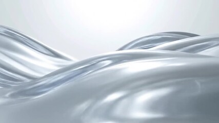 A flowing, metallic-like ribbon curves gently against a bright, white backdrop. The surface reflects light creating soft shadows - Powered by Adobe