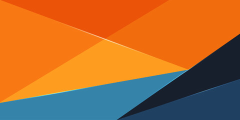 Abstract colorful orange and blue papercut triangle pattern background. Simple overlap shapes triangle design with lights. Eps10 vector