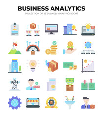 Collection of Business Analytics Icons. Data Analysis. Financial Growth. and Marketing Strategies