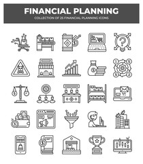 Collection of 25 Financial Planning Icons: A Visual Guide to Business Strategy