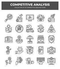 Competitive Analysis Icons: Business Strategy. Market Research. and Sales Growth