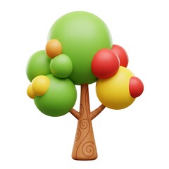 Cartoon fruit tree with apples illustration