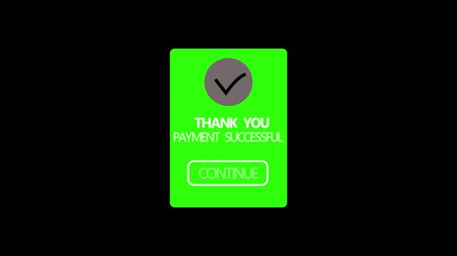 Digital payment concept online banking, finance, and money transfer concept. payment successfully. Payment completed animation.on a black background 4k video animation .